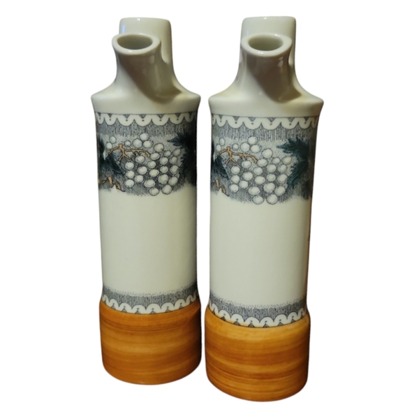 Vtg Burgund Vinegar Cruet & Oil Cruet No Stoppers Bavaria W Germany - Picture 2 of 7